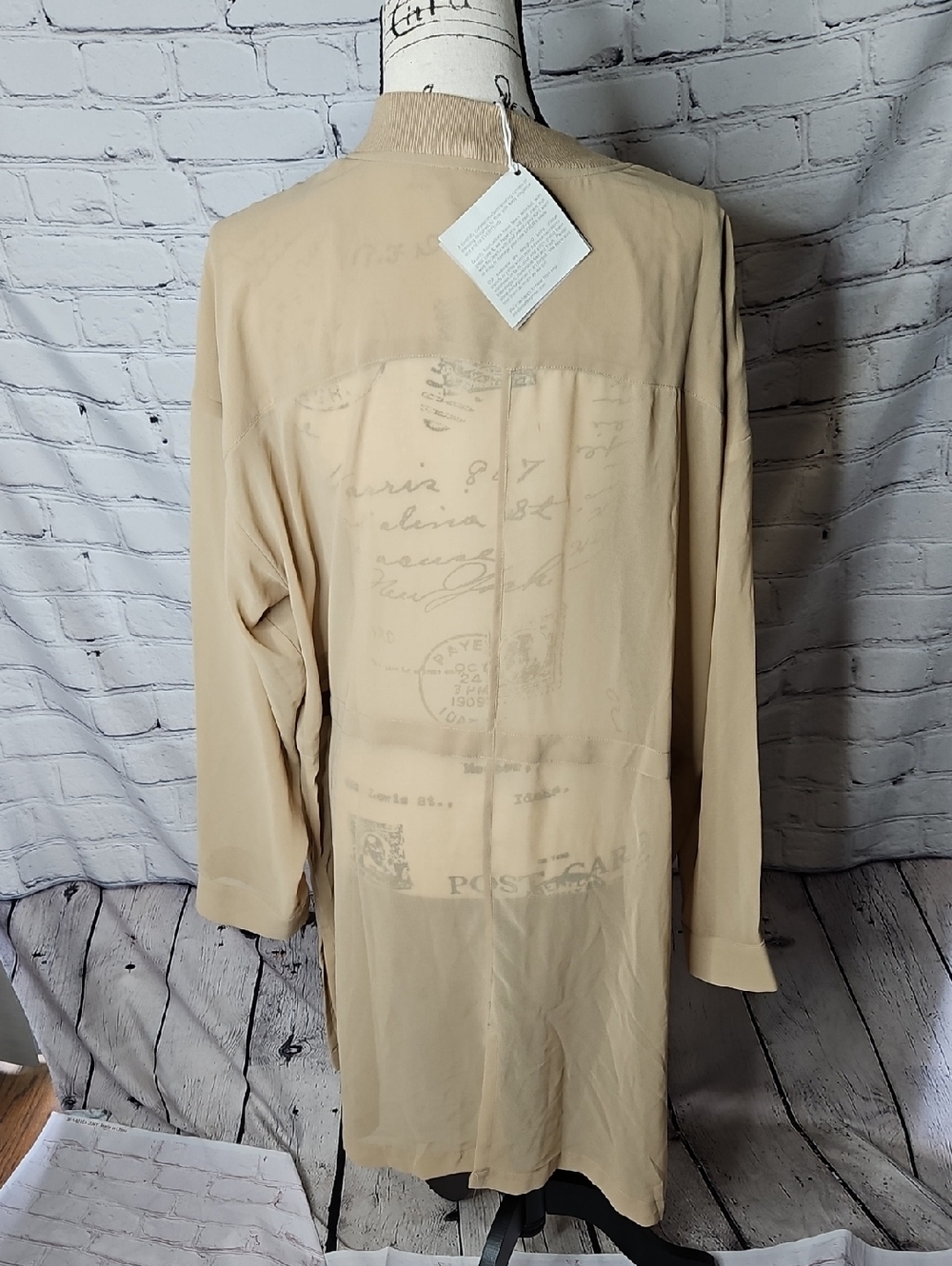 Wynne Layers Sheer Beige Longline Layering Zip Front Jacket NWT Size XL - Picture 2 of 7